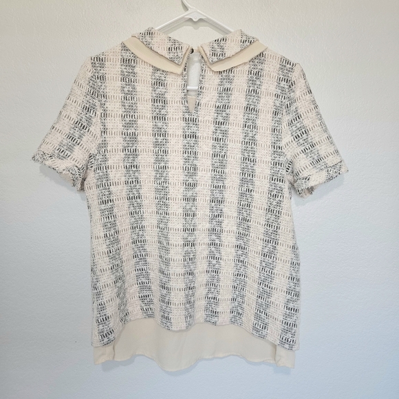 Anthropologie Postmark Striped Cadence Top Peter Pan Collar Preppy, Womens Large - Picture 7 of 8